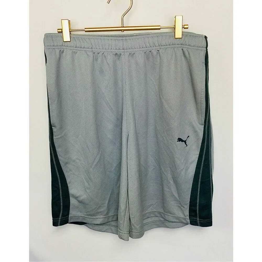 Puma Men's Gray Pull-On Stretch Elastic Waist Jersey Athletic Shorts Size Medium